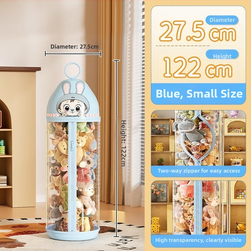 Caurspīdīgs PP uzglabāšanas konteiners mīkstajām rotaļlietām, tilpums līdz 5 L, roku pārnēsāšanai, putekļu izturīgs, vienkāršs mūsdienīgs dizains