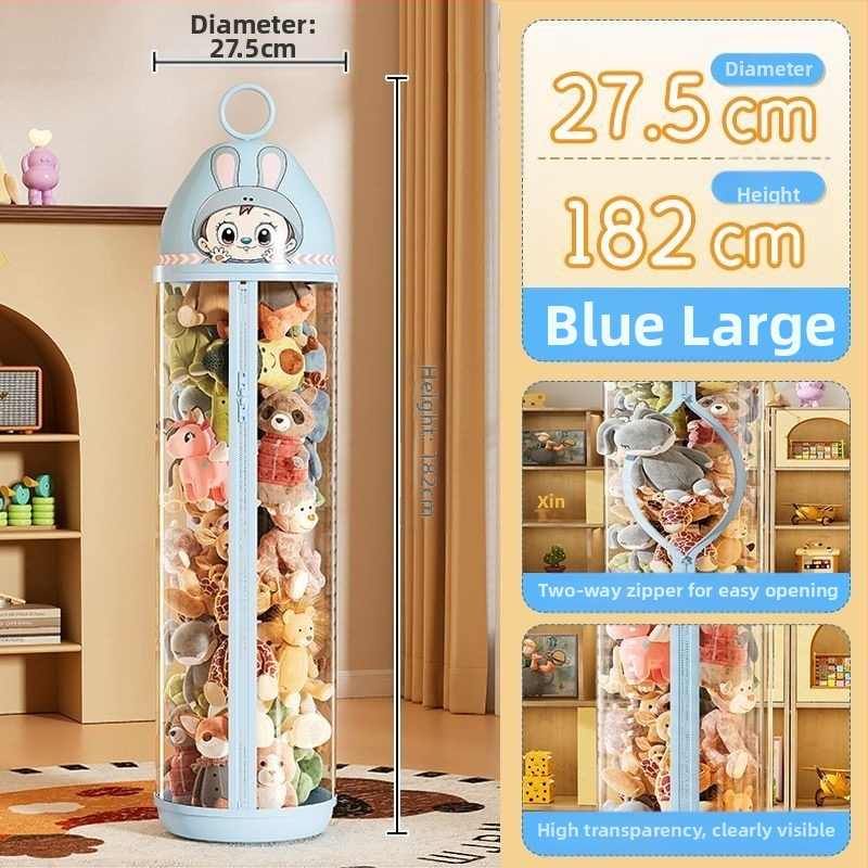 Caurspīdīgs PP uzglabāšanas konteiners mīkstajām rotaļlietām, tilpums līdz 5 L, roku pārnēsāšanai, putekļu izturīgs, vienkāršs mūsdienīgs dizains