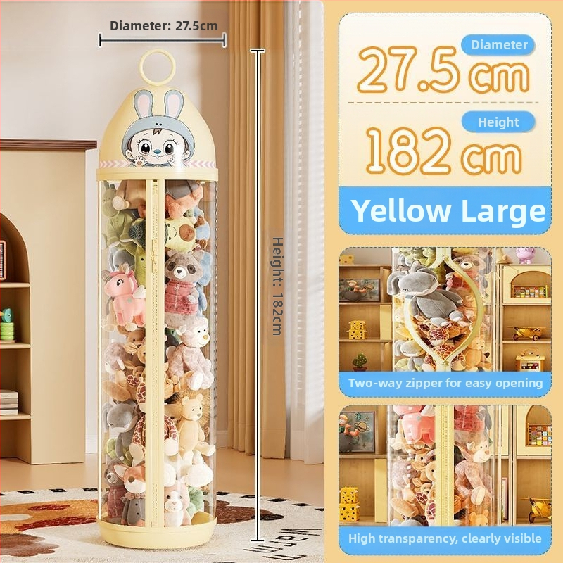 Caurspīdīgs PP uzglabāšanas konteiners mīkstajām rotaļlietām, tilpums līdz 5 L, roku pārnēsāšanai, putekļu izturīgs, vienkāršs mūsdienīgs dizains