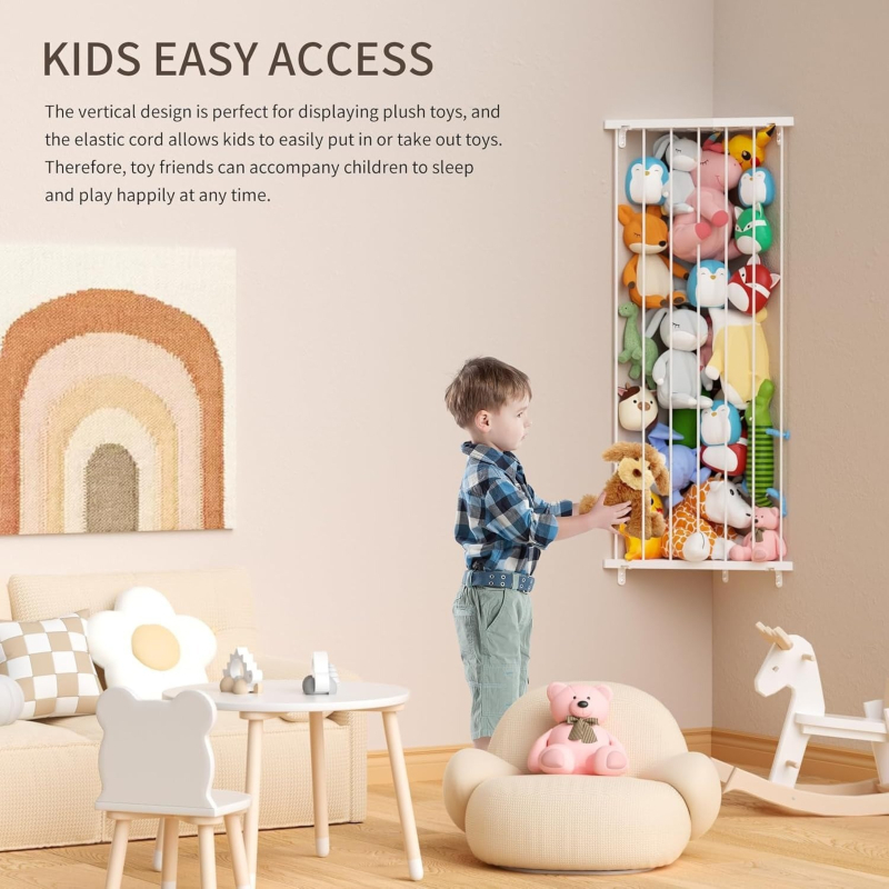 Ξύλινος τριγωνικός γωνιακός τοίχος οργάνωσης παιχνιδιών, 1 ράφι αποθήκευσης για μαλακά παιχνίδια, μετακινήσιμος, στερέωση με βίδες, απλό μοντέρνο στυλ