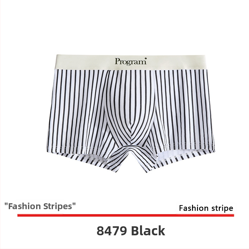 Boxeri bărbați din tricot de bumbac, talie medie, model dungat, respirabili, uscare rapidă