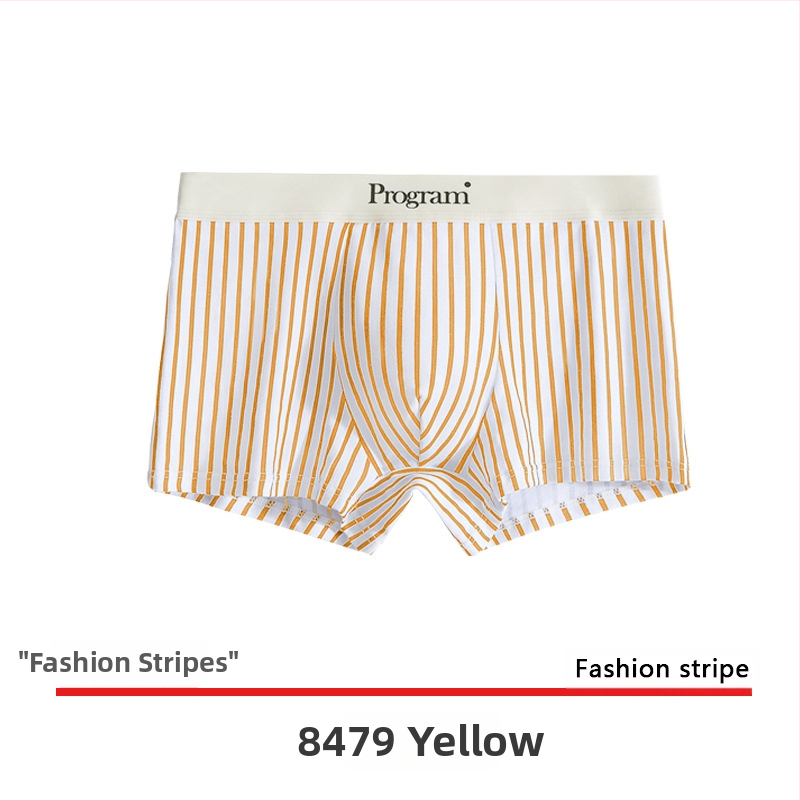 Boxeri bărbați din tricot de bumbac, talie medie, model dungat, respirabili, uscare rapidă