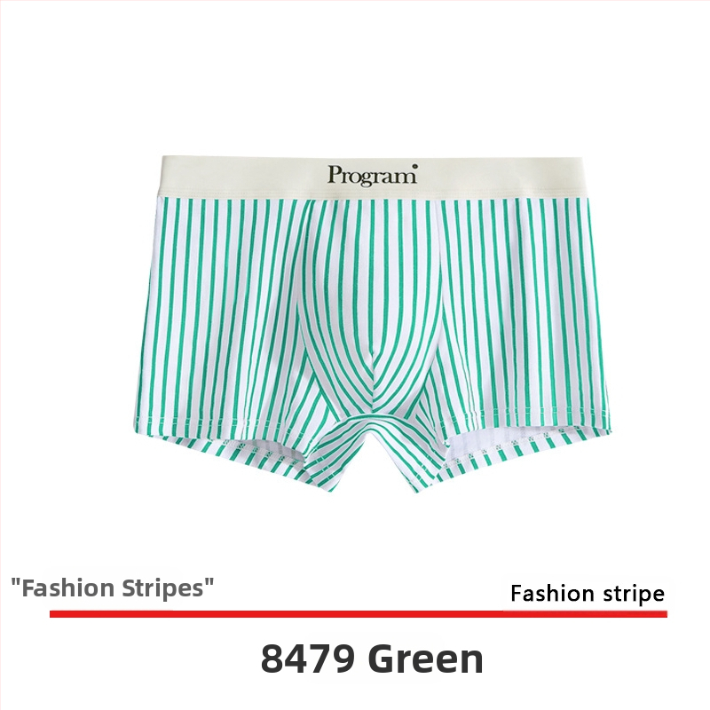 Boxeri bărbați din tricot de bumbac, talie medie, model dungat, respirabili, uscare rapidă