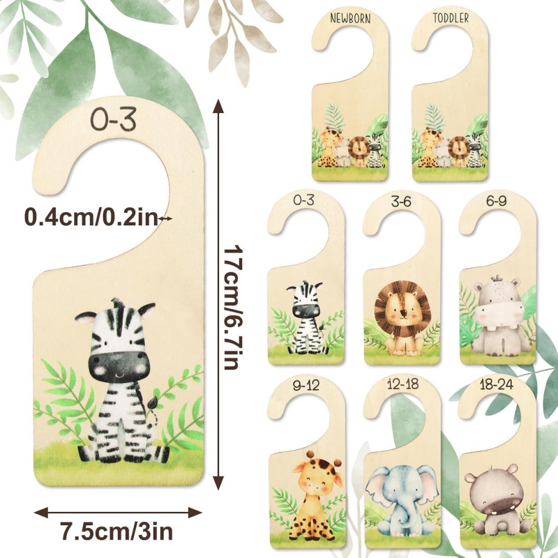 Carte de etape lunare din lemn pentru bebeluți, set de 8 bucăți, stil animale din pădure, minimalist modern; Material: Lemn de plop; Cod produs: 20240507; Categoria: Piese din lemn