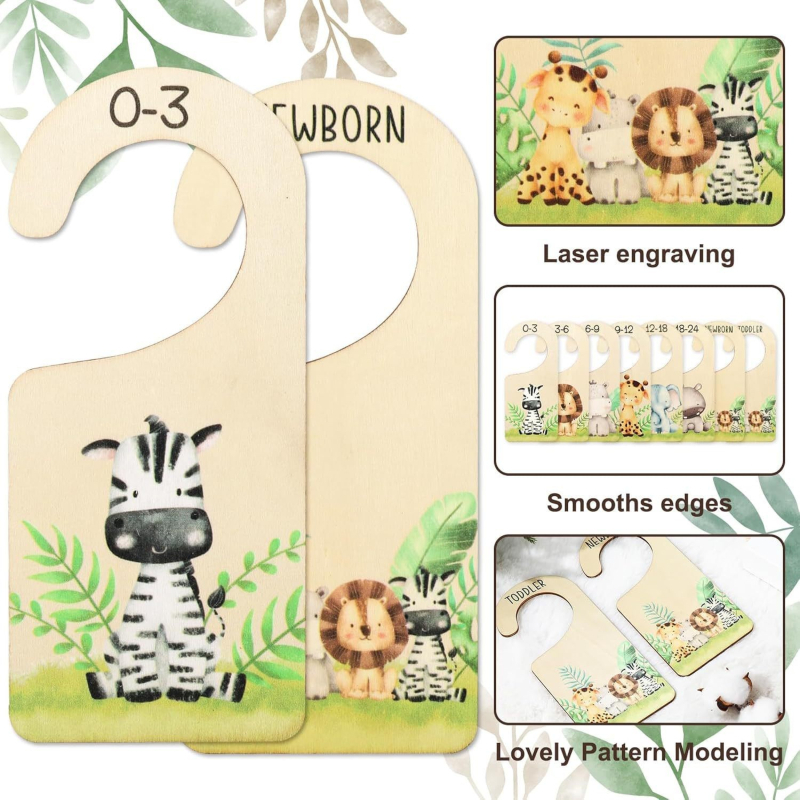 Carte de etape lunare din lemn pentru bebeluți, set de 8 bucăți, stil animale din pădure, minimalist modern; Material: Lemn de plop; Cod produs: 20240507; Categoria: Piese din lemn