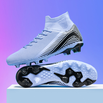 Παπούτσια ποδοσφαίρου με μπροστινό δέσιμο, επάνω από συνθετικό δέρμα, καουτσούκ εξωτερική σόλα, σόλα τσιμέντου, κατάλληλα για φυσικό και τεχνητό γρασίδι.
