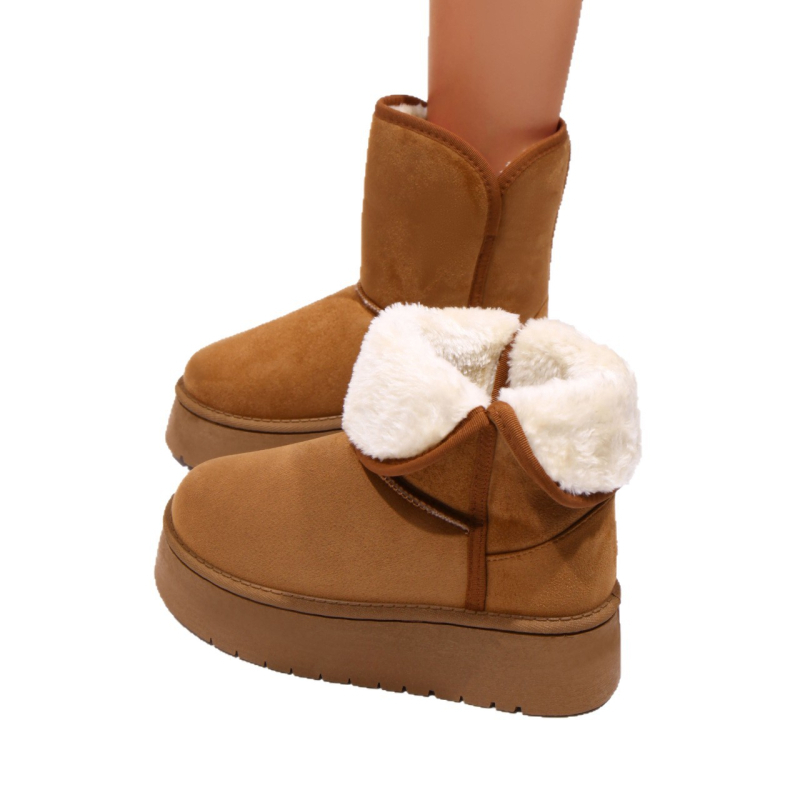 Sniega zābaki ar nubuka augšu, gumijas zole, vidēja garuma kāja, apaļa purngala, slip-on