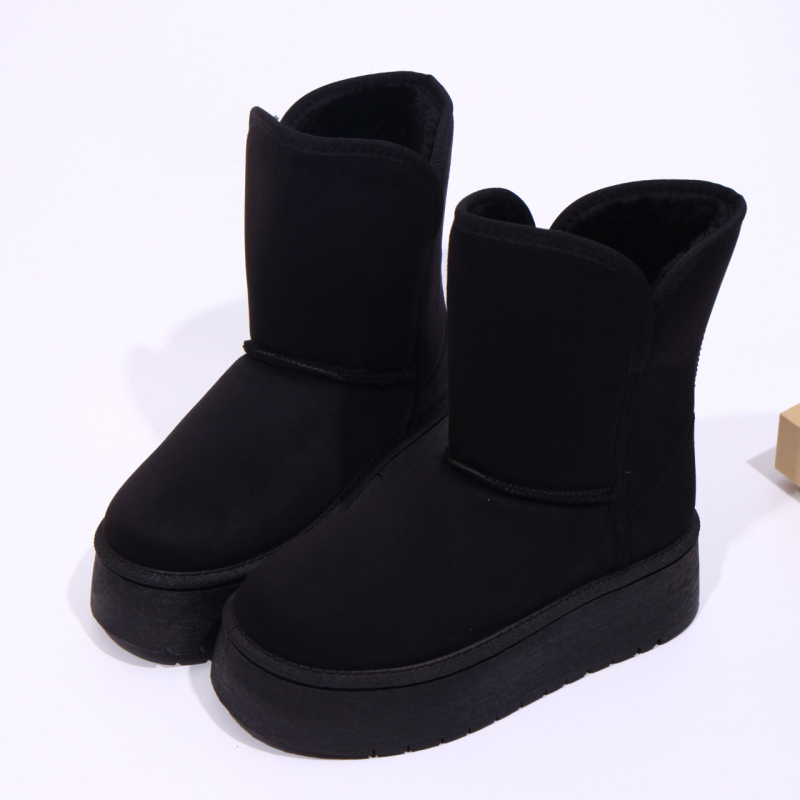 Sniega zābaki ar nubuka augšu, gumijas zole, vidēja garuma kāja, apaļa purngala, slip-on