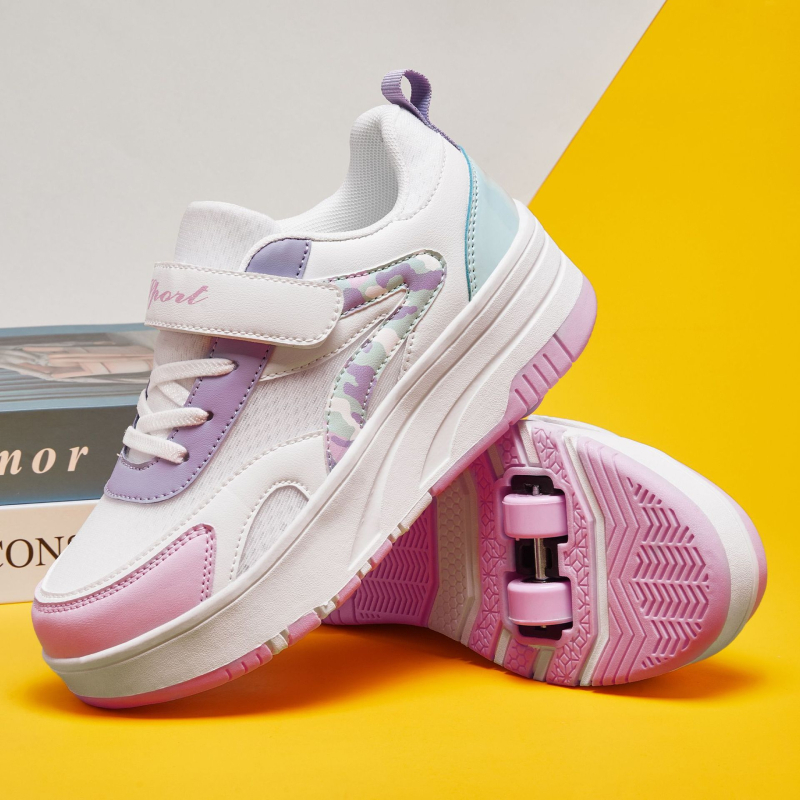 Bērnu Heelys kurpes ar dubultiem riteņiem un PU – LC171, universāla pielāgošana