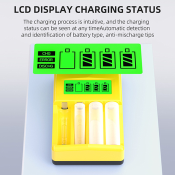 4-θέσεων NiMH έξυπνος φορτιστής με LCD οθόνη για μπαταρίες AA/AAA (1.2V) με είσοδο 5V/2A και έξοδο 2A