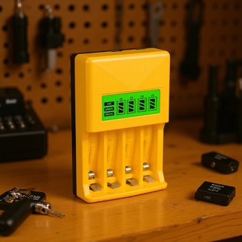 4-θέσεων NiMH έξυπνος φορτιστής με LCD οθόνη για μπαταρίες AA/AAA (1.2V) με είσοδο 5V/2A και έξοδο 2A