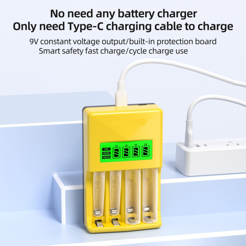 4-θέσεων NiMH έξυπνος φορτιστής με LCD οθόνη για μπαταρίες AA/AAA (1.2V) με είσοδο 5V/2A και έξοδο 2A