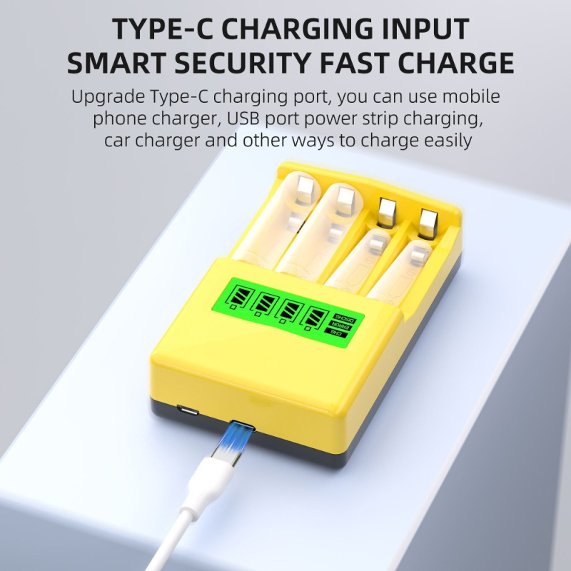4-θέσεων NiMH έξυπνος φορτιστής με LCD οθόνη για μπαταρίες AA/AAA (1.2V) με είσοδο 5V/2A και έξοδο 2A
