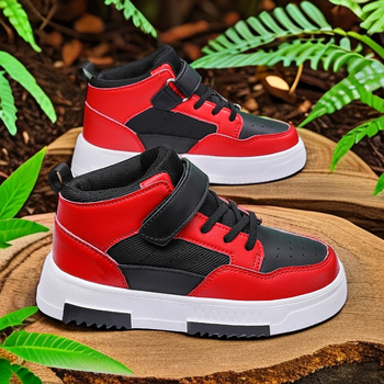 Παιδικά παπούτσια skate με υψηλό πάνω μέρος από δέρμα και δίχτυ, MD σόλα, Velcro κλείσιμο, unisex, για ηλικίες 4–16 ετών