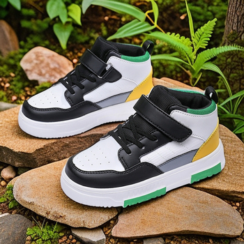 Παιδικά παπούτσια skate με υψηλό πάνω μέρος από δέρμα και δίχτυ, MD σόλα, Velcro κλείσιμο, unisex, για ηλικίες 4–16 ετών