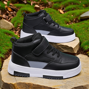 Παιδικά παπούτσια skate με υψηλό πάνω μέρος από δέρμα και δίχτυ, MD σόλα, Velcro κλείσιμο, unisex, για ηλικίες 4–16 ετών