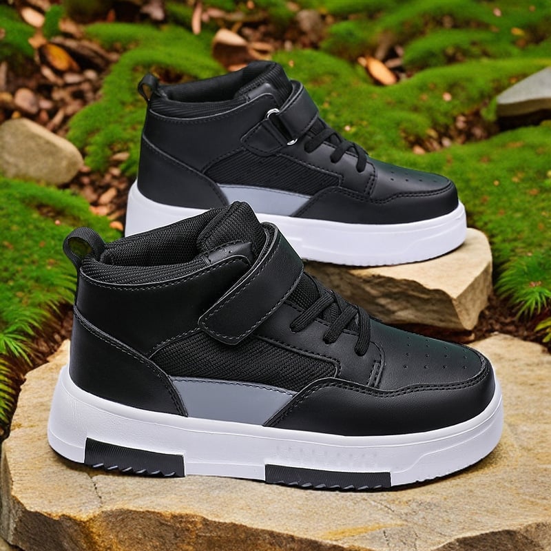 Παιδικά παπούτσια skate με υψηλό πάνω μέρος από δέρμα και δίχτυ, MD σόλα, Velcro κλείσιμο, unisex, για ηλικίες 4–16 ετών