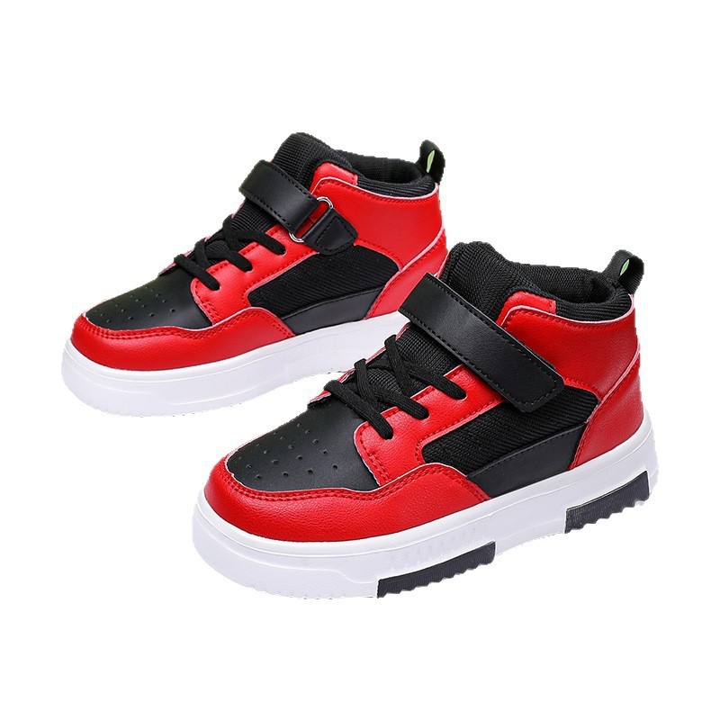 Παιδικά παπούτσια skate με υψηλό πάνω μέρος από δέρμα και δίχτυ, MD σόλα, Velcro κλείσιμο, unisex, για ηλικίες 4–16 ετών