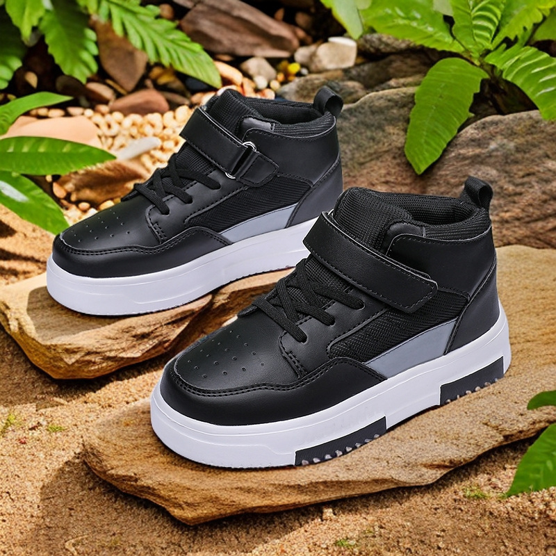 Παιδικά παπούτσια skate με υψηλό πάνω μέρος από δέρμα και δίχτυ, MD σόλα, Velcro κλείσιμο, unisex, για ηλικίες 4–16 ετών