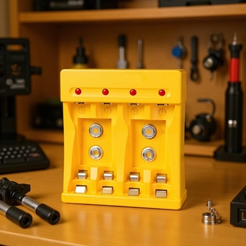 4 vietu NiMH lādētājs AA/AAA/9V baterijām ar LED gudru indikatoru, ievade 5V/2A, izeja 1.2V DC 1000mA