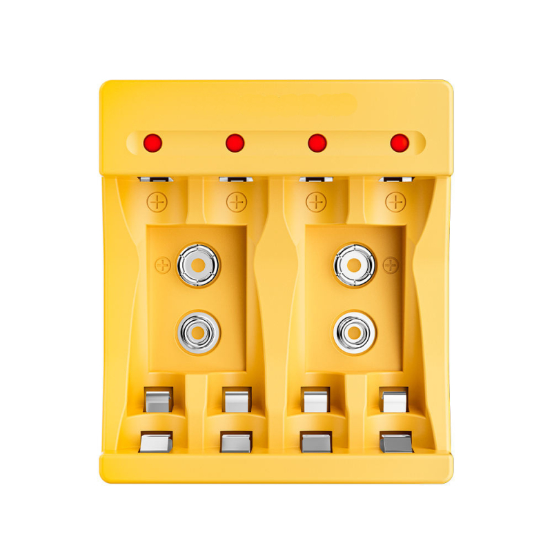 4 vietu NiMH lādētājs AA/AAA/9V baterijām ar LED gudru indikatoru, ievade 5V/2A, izeja 1.2V DC 1000mA