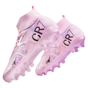 Παπούτσια ποδοσφαίρου με υψηλό άνω μέρος, unisex, ελαφριά, συνθετικό δέρμα επάνω, αντιολισθητική σόλα καουτσούκ, κατάλληλα για επιφάνειες δαπέδου/χόρτου.