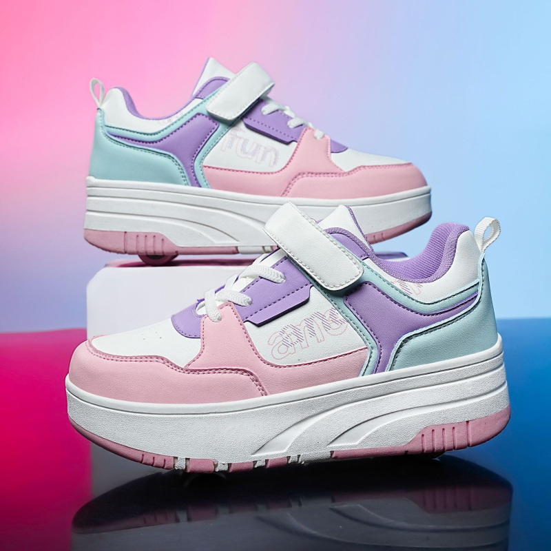 Bērnu Heelys: divu funkciju kurpes ar divu rindu riteņiem, universālas, modelis LC166, PU riteņi