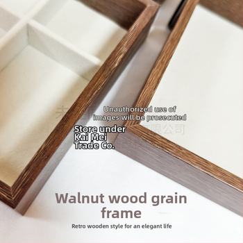 Diófából készült háromrétegű ékszerdoboz koreai stílusban, minimalist csíkos mintával