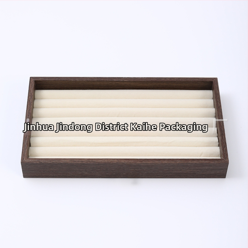 Diófából készült háromrétegű ékszerdoboz koreai stílusban, minimalist csíkos mintával