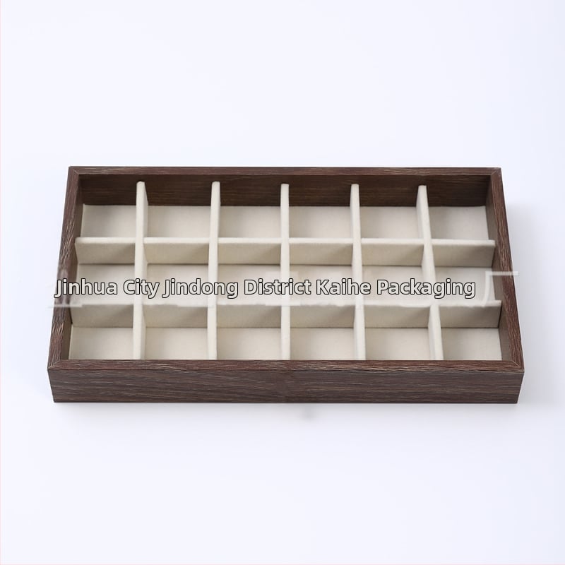 Diófából készült háromrétegű ékszerdoboz koreai stílusban, minimalist csíkos mintával