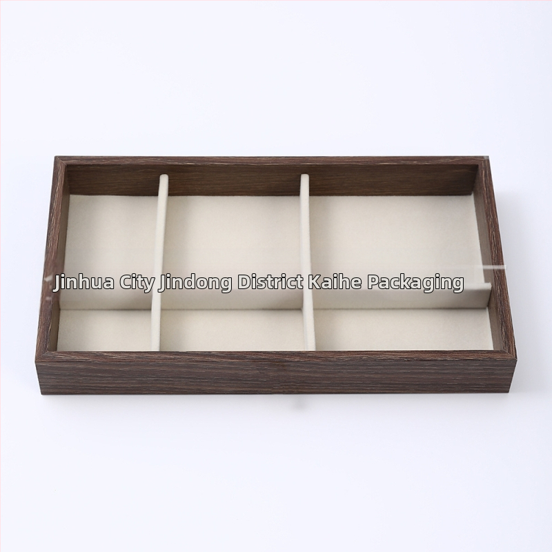 Diófából készült háromrétegű ékszerdoboz koreai stílusban, minimalist csíkos mintával