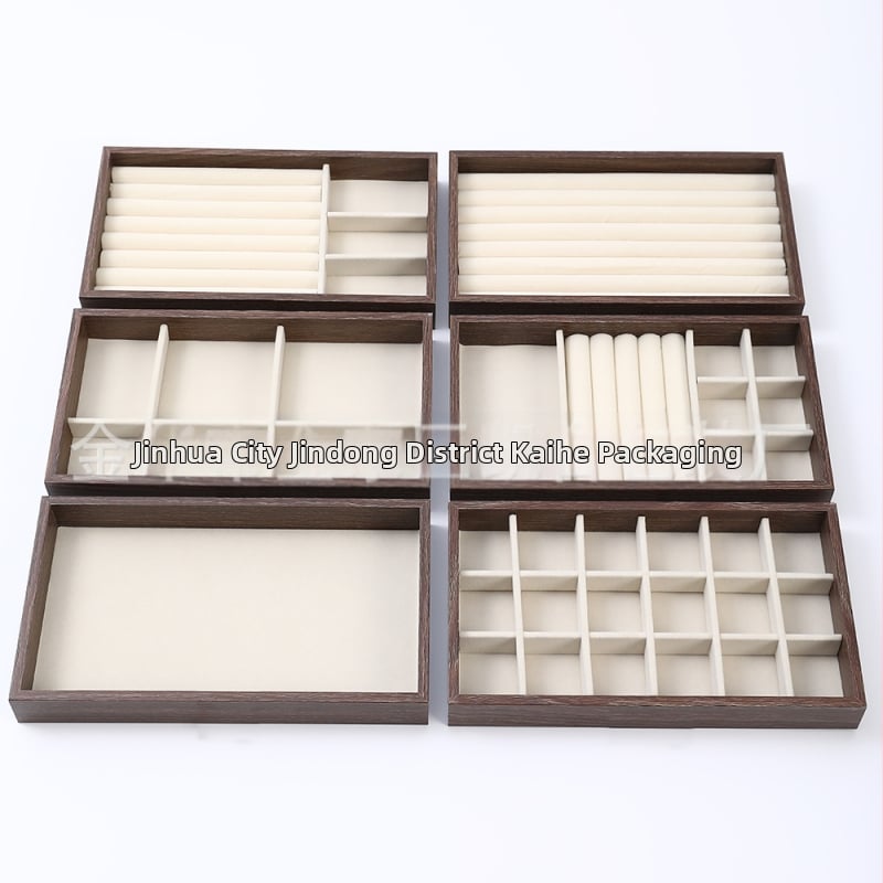 Diófából készült háromrétegű ékszerdoboz koreai stílusban, minimalist csíkos mintával