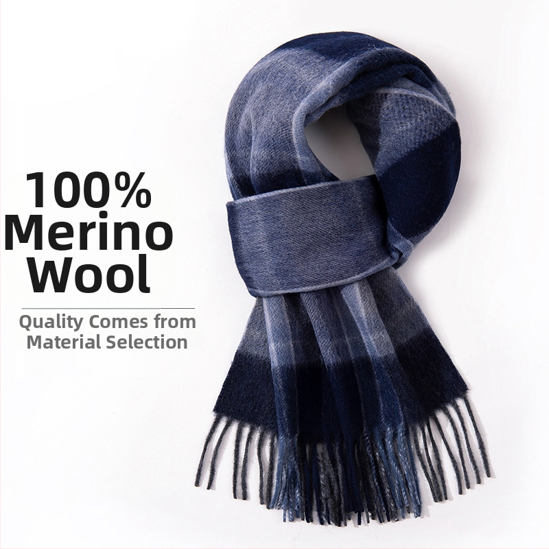 100% vilnas šalle — ziemas siltums, paplašināta garums, biznesa stils