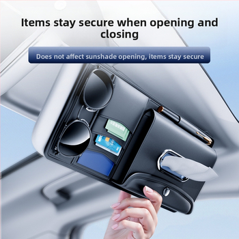 Δερμάτινος οργανωτής αυτοκινήτου για ηλιοπροστατευτικό προβολέα — θήκη για γυαλιά, εισιτήρια και ταυτότητες; μάρκα Kabulun, καταγωγή Guangzhou, για χρήση στο αυτοκίνητο