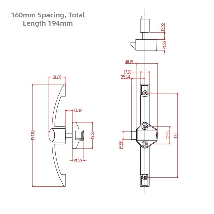 Arc RV κουμπωτή κλειδαριά με χειρολαβή από κράμα ψευδαργύρου, Μοντέλο J25016 — Κλειδαριά ντουλαπιού RV, στυλ Light Luxury, φινίρισμα: πολωμένο χρώμιο / νικέλιο με βούρτσα