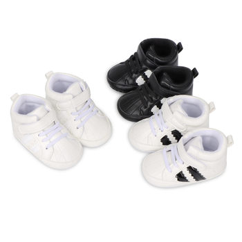 Unisex βρεφικά παπούτσια με υψηλό άνω μέρος, Velcro κλείσιμο, συνθετικό PU, ριγέ σχέδιο, αναπνεύσιμα