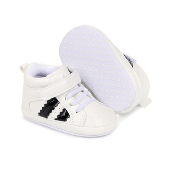 Unisex βρεφικά παπούτσια με υψηλό άνω μέρος, Velcro κλείσιμο, συνθετικό PU, ριγέ σχέδιο, αναπνεύσιμα