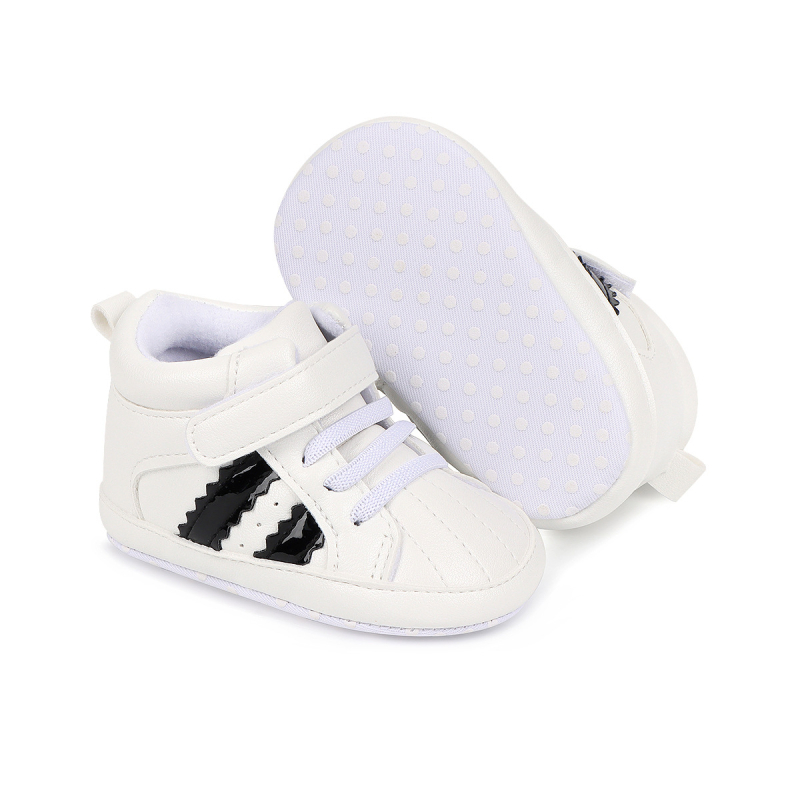 Unisex βρεφικά παπούτσια με υψηλό άνω μέρος, Velcro κλείσιμο, συνθετικό PU, ριγέ σχέδιο, αναπνεύσιμα