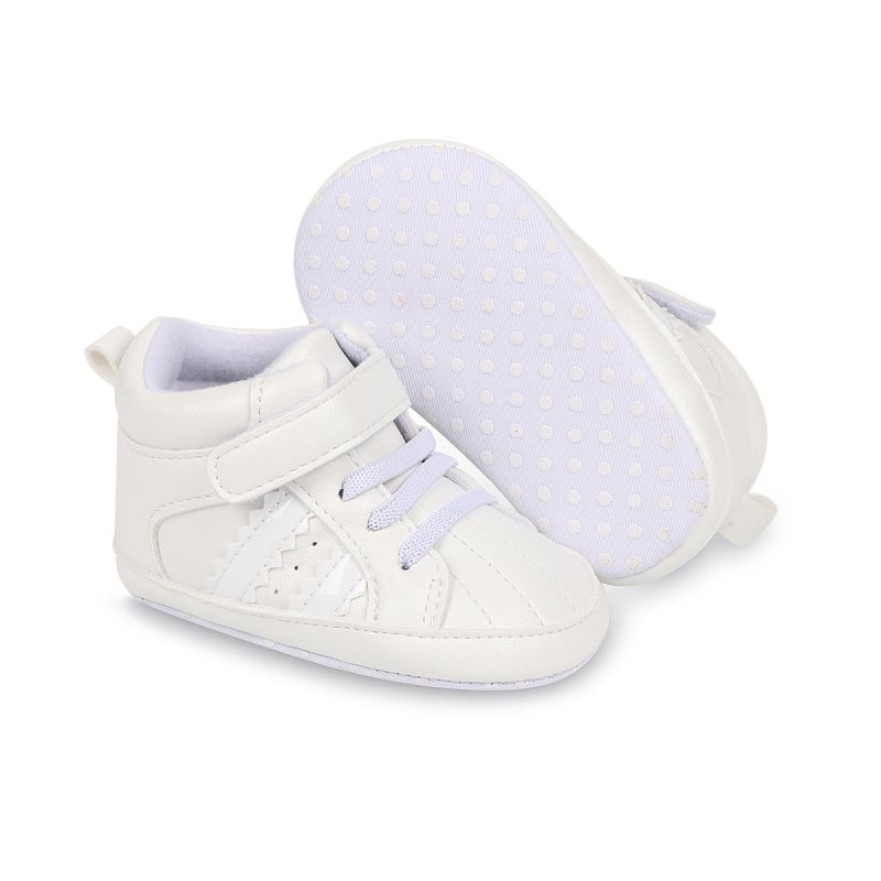 Unisex βρεφικά παπούτσια με υψηλό άνω μέρος, Velcro κλείσιμο, συνθετικό PU, ριγέ σχέδιο, αναπνεύσιμα