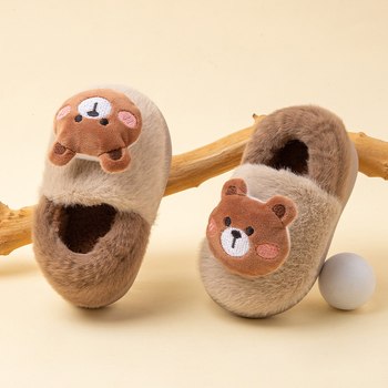 Παιδικές παντόφλες με γούνα, καρτούν μοτίο, unisex, για 1–6 ετών, σόλα TPR