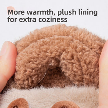 Παιδικές παντόφλες με γούνα, καρτούν μοτίο, unisex, για 1–6 ετών, σόλα TPR