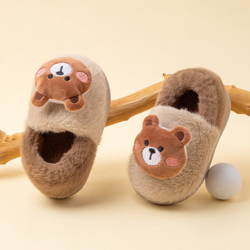 Παιδικές παντόφλες με γούνα, καρτούν μοτίο, unisex, για 1–6 ετών, σόλα TPR