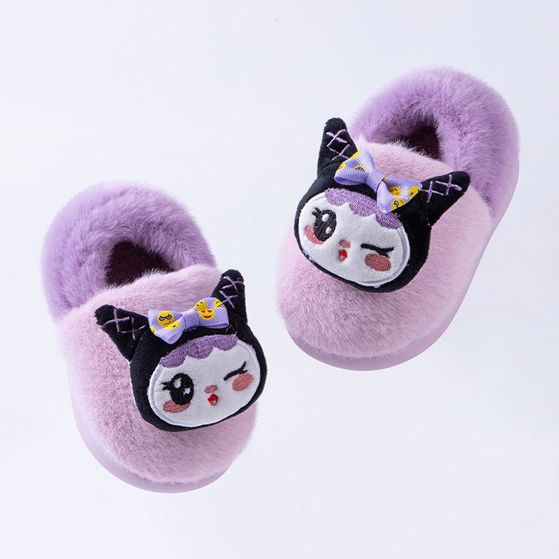 Παιδικές παντόφλες με γούνα, καρτούν μοτίο, unisex, για 1–6 ετών, σόλα TPR