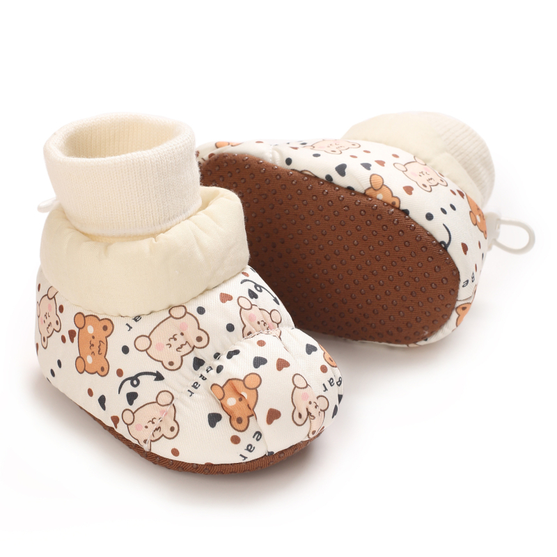Dječje čarape-cipele s protukliznom potplatom, gornji dio od pamuka, crtani stil, za 6–12 mjeseci, jesen