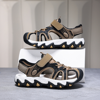 Zēnu sporta sandales, augšdaļa no tīkla, EVA zole, Velcro aizdare, vecums 4–16 gadi