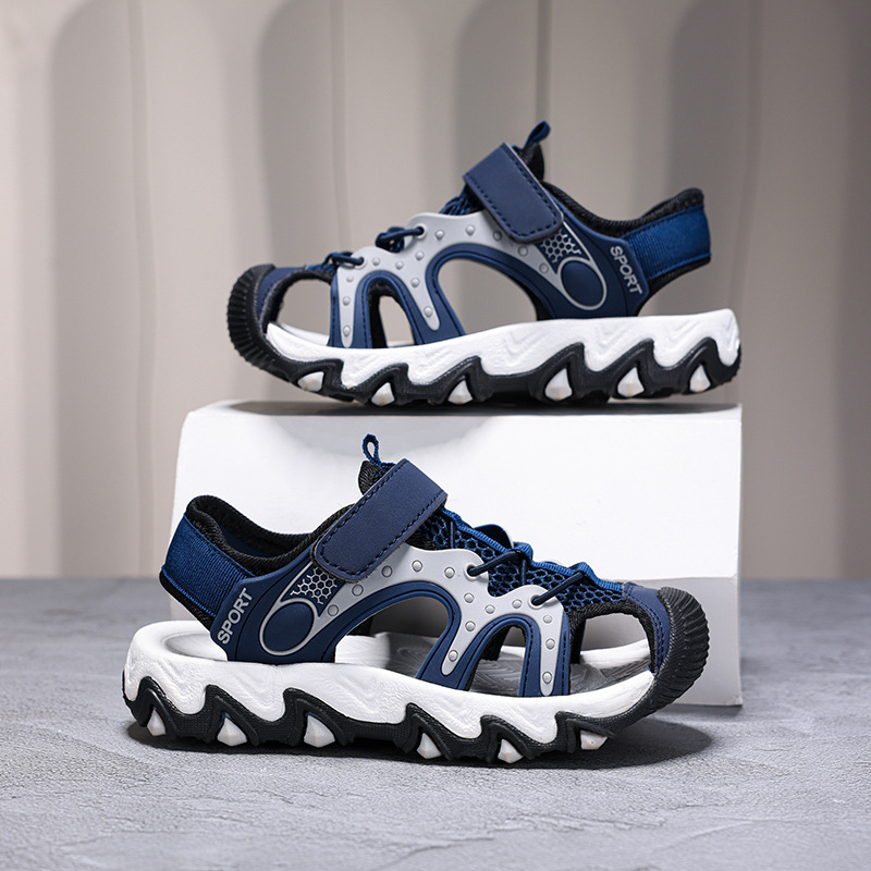 Zēnu sporta sandales, augšdaļa no tīkla, EVA zole, Velcro aizdare, vecums 4–16 gadi