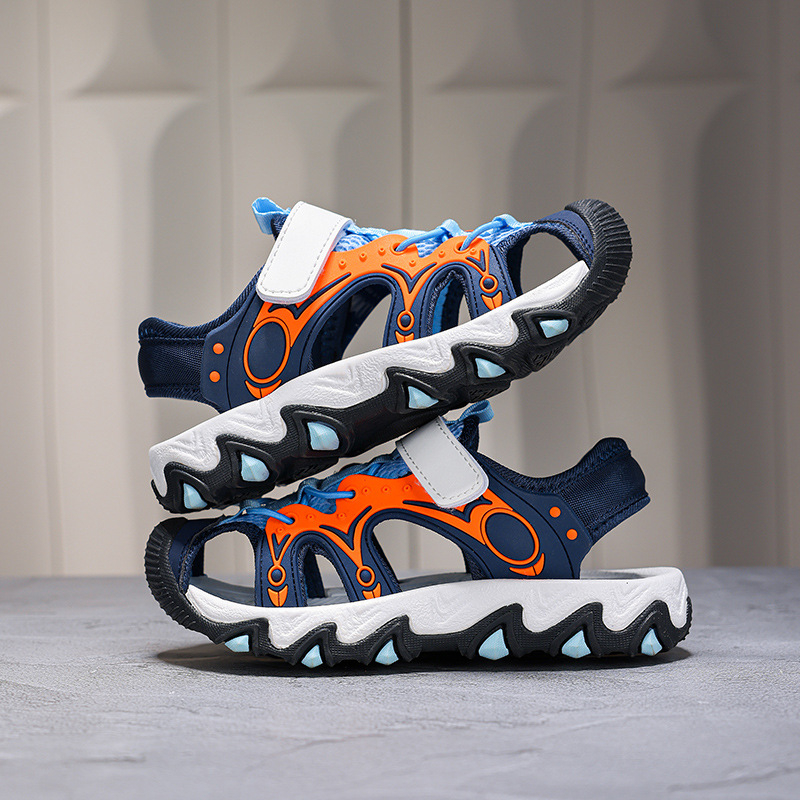 Zēnu sporta sandales, augšdaļa no tīkla, EVA zole, Velcro aizdare, vecums 4–16 gadi