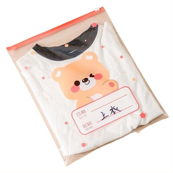 Drēbju uzglabāšanas soma, kubiska PE kārba ar saldu karikatūru dizainu, caurspīdīgs rāvējslēdzējs, putekļu izturīga un noslēgta, daudzfunkcionāla lietošanai apģērbam, kosmētikai un personīgajām higiēnas precēm