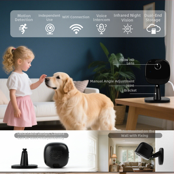 Εσωτερική κάμερα παρακολούθησης οικιακής ασφάλειας με Wi-Fi, 1080P, αποθήκευση στο νέφος ή SD κάρτα, αμφίδρομη επικοινωνία, 1 κανάλι