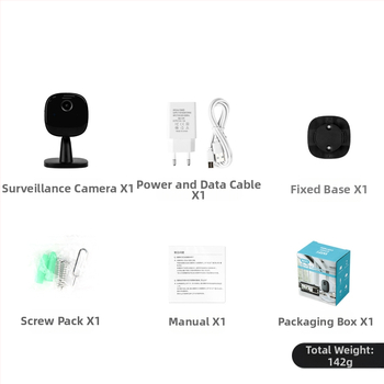 Εσωτερική κάμερα παρακολούθησης οικιακής ασφάλειας με Wi-Fi, 1080P, αποθήκευση στο νέφος ή SD κάρτα, αμφίδρομη επικοινωνία, 1 κανάλι